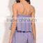 OEM women rompers jumpsuit latest design strapless ruffle playsuit