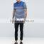 Custom Short Sleeve Button Placket Side Slits Ribbed Cuffs Blue Stripe Design Men's 100% Cotton Pique Casual Polo Shirt