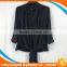 Women pleated white and black chiffon blouse collar design