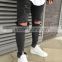 2016Mens biker Skinny jeans buttom side zipper slim elastic jeans denim Biker jeans pants in stock accept small order