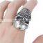 Titanium Steel Unadjustable Rings Antique Silver Skull National Flag