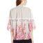 Womens 3/4 Sleeve Printed Top lady casual blouse designs chiffon blouse