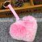 Valentine's Day Present Heart Shape Rabbit Fur Pompom Fashion Keychain