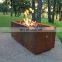 Rustic garden rectangular corten steel fire pit