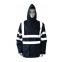 Protective Navy Blue Flame Retardant Jacket With Reflective Tape and Hood