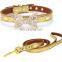 Diamond Decorated Butterfly Pet PU Collar Leather Leash Training Dog Rope Pet Neck Chain Pet Supplies