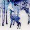 Modern and fashionable household decoration The deer in the forest ink painting Ink glass artwork