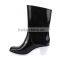 Factory selling woman high heel half rain boots with camellia decoration