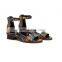 women beautiful latest design snake printed  high stacked heels ankle strap leather sandals shoes