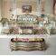 Elegant Furniture European Style Living Room Furniture Leather Cover Wooden Sofa Set