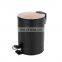 Household Embossing Design 5L Waste Bin Soft Closing Black Iron Powder Coating Pedal Bin