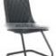French Vintage Industrial Dining Chair with Zigzag Stitching and Black Leg CL - 666