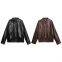 Retro loose lapel zipper faux leather pilot jacket for women's street fashion American motorcycle suit