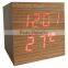 LED Wood Desk Clock with Touch Function and Temperature Show