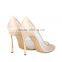 Fashion Leather and Mesh Collage Patent Leather Piping Blade Heel Shoes Women