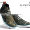 Fashion army green leather high cut men casual sneakers shoes for men