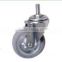 Swivel/Swivel Brake Institutional Castor Rubber Wheel, Metal Rim, Roller Bearing Fitted with Threaded Stem