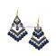 new products for woman fashion oval hoop drop earrings blue beauty zircon laciness blue stone sapphire earrings