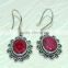 925 Sterling Silver Earring Red Corrundum Dangle for Best Gift This Christmas