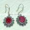 925 Sterling Silver Earring Red Corrundum Dangle for Best Gift This Christmas