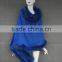 Royal Blue new design lady's wool cashmere cape with raccoon fur trim