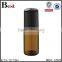 8ml yellow small glass roll on tube perfume bottle stainless steel roller ball aluminum cap