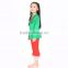 children's Christmas pajamas wholesale two pieces red and green plain cotton sets for Christmas