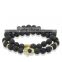 KJL-ST0026 real 24K gold 8mm black lava Stone Beads Hot Sell 8mm Natural tiger eye stone Tai chi Design pendant Bracelet &Bangle