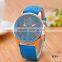 New Fashion Round 2 zones ladies cheap geneva leather watch women