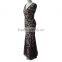 New design gold sequins with black mesh ladies dress wholesale women evening dresses