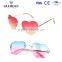Progressive Dual Colors Rimless Women Metal Heart Shaped Sunglasses