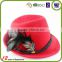 Ladies Fashion Pure Colour Cap Design Wool Felt Sombrero Hats With Silk Ribbon