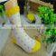 hot sale girls cotten socks factory custom white color , red and yellow drop style colorful