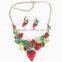 2016 Hot selling cheap fruit jewelry set resin statement strawberry necklace and cuff earrings