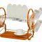 Kawachi Stainless Steel Chrome 2 Tier Dish Drainer Rack Glass Utensil-Orange