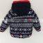 Boys Navy and Red Knit Embroided Overcoat for Winter