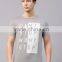 Men Grey White Printed T-Shirt Short Sleeve Gym Fitness Gear Workout Wear Cotton And Elastane Blend Custom Active Tops