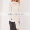 China Women Long Sleeve Sweater Ladder Shoulder Distressed Cropped Jumper White Knitwear Pullover