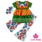 66TQZ462 Yiwu Lovebaby Wholesale short sleeve vertical stripe top with bib floral ruffle Bell-bottoms newborn baby gift set
