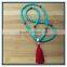 Factory wholesale price natural Turquoise mala beads necklace with hot pink cotton tassel