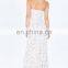 2015 sexy women floor-length dress white print evening gown dress