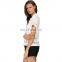 Round hollow out neck chiffon tops , china import clothes