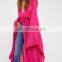 2017 New Style Hot Pink Extra Long Women Cotton Kimono Cardigan