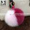 2016 Fashion Mixed Colors Genuine Fox Fur Pompom Key Chains