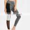 Mesh Insert Color Block Marled Knit Seamless Leggings Transparent Sexy Fitness Pants Women Sportswear