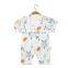 Short Sleeve Muslin Cotton Unisex Baby Romper Clothes for Newborn Infant with Button Summer