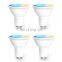 GU10 cup LED spotlight five way RGBCW plastic clad aluminum WiFi smart bulb