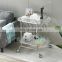 Fashion design modern bar cart trolley and kitchen food serving cart shower folding glass shelf with wheels
