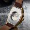 SEWOR 577 Men Classic Design Automatic Mechanical Watches Leather Strap Sun Moon Phase Casual Wristwatch