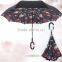 Black outside C handle inverted advertising/promotion/golf umbrella